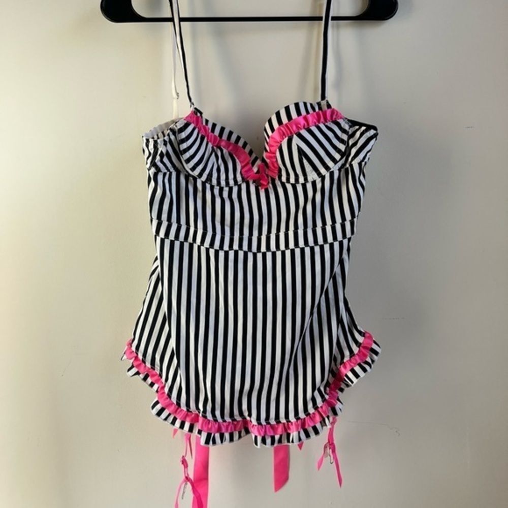 Victorias Secret Sexy little things stripped lingerie top with garter belts